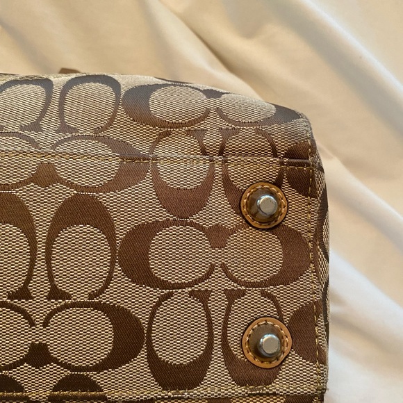 Coach Hampton Signature Braided Leather Logo Canvas Satchel - Picture 13 of 14